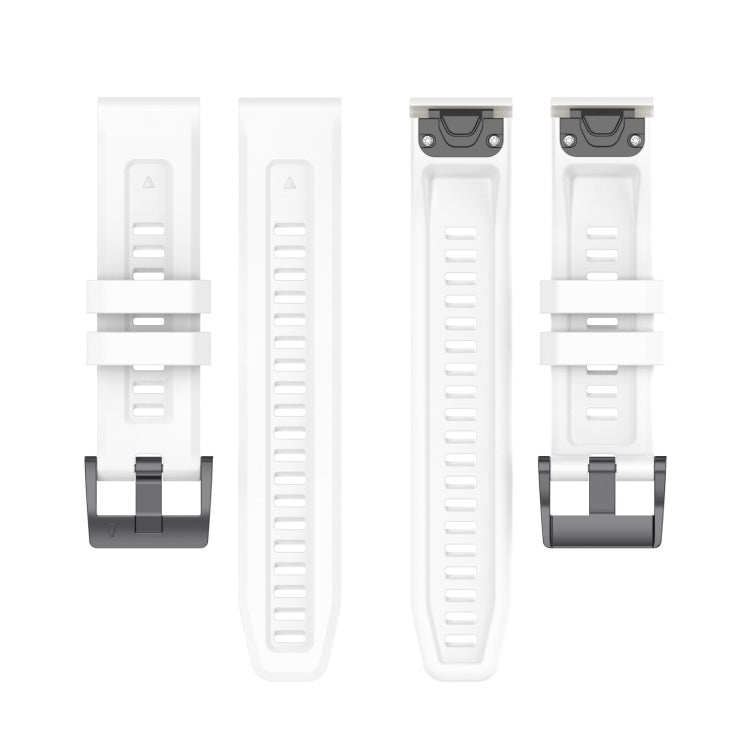 For Garmin Descent G1 / G1 Solar Solid Color Black Buckle Silicone Quick Release Watch Band(White) - Watch Bands by buy2fix | Online Shopping UK | buy2fix