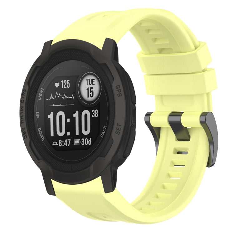 For Garmin Instinct 2 / Instinct Solid Color Black Buckle Silicone Quick Release Watch Band(Yellow) - Watch Bands by buy2fix | Online Shopping UK | buy2fix