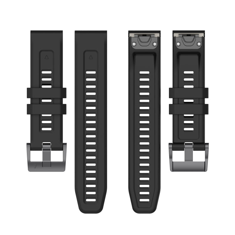 For Garmin Fenix 6 GPS Solid Color Black Buckle Silicone Quick Release Watch Band(Black) - Watch Bands by buy2fix | Online Shopping UK | buy2fix