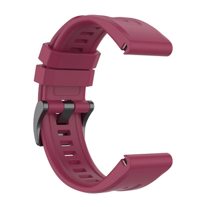 For Garmin Fenix 6 Pro GPS Solid Color Black Buckle Silicone Quick Release Watch Band(Wine Red) - Watch Bands by buy2fix | Online Shopping UK | buy2fix