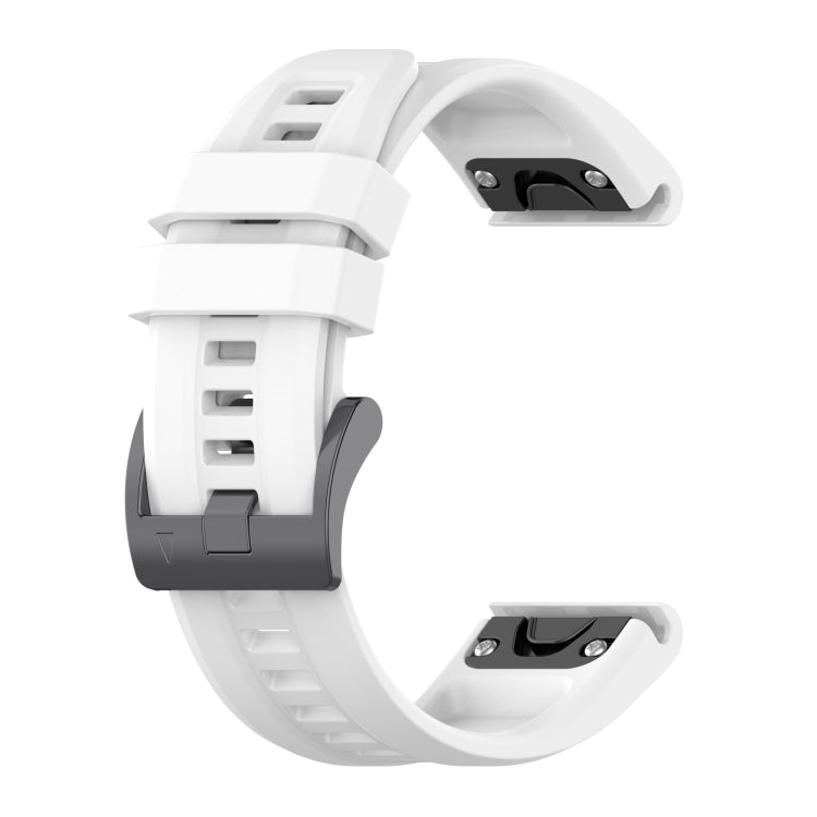 For Garmin MARQ Solid Color Black Buckle Silicone Quick Release Watch Band(White) - Watch Bands by buy2fix | Online Shopping UK | buy2fix