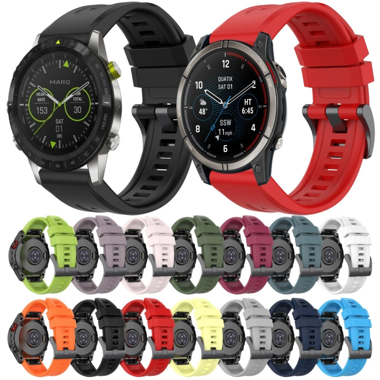 For Garmin Fenix 6 Pro GPS Solid Color Black Buckle Silicone Quick Release Watch Band(Red) - Watch Bands by buy2fix | Online Shopping UK | buy2fix