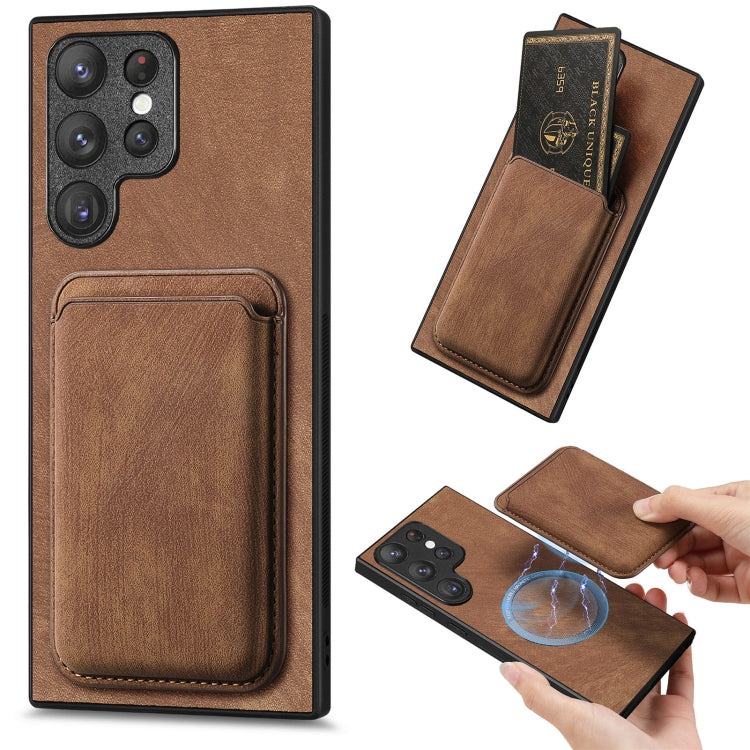 For Samsung Galaxy S23 Ultra 5G Retro Leather Card Bag Magnetic Phone Case(Brown) - Galaxy S23 Ultra 5G Cases by buy2fix | Online Shopping UK | buy2fix