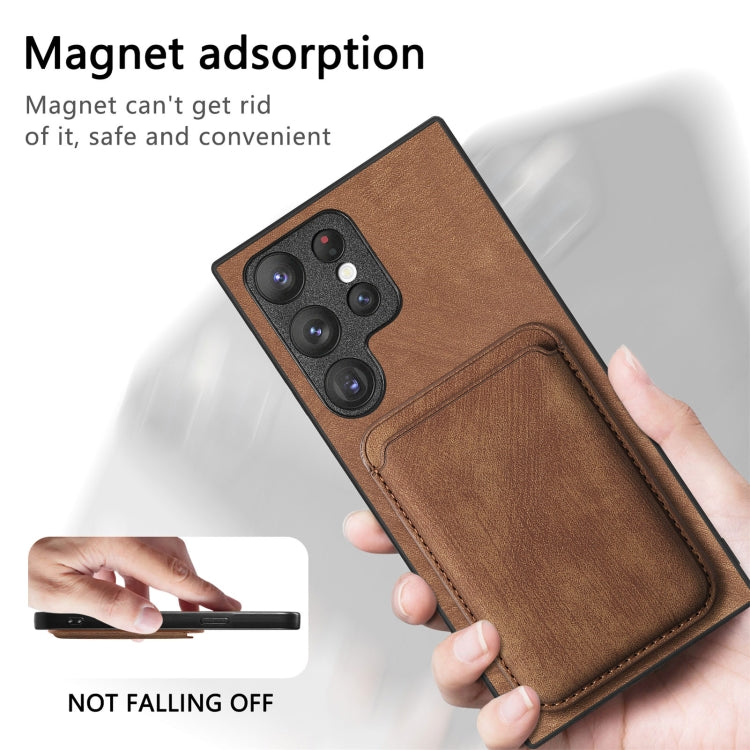 For Samsung Galaxy S23 Ultra 5G Retro Leather Card Bag Magnetic Phone Case(Brown) - Galaxy S23 Ultra 5G Cases by buy2fix | Online Shopping UK | buy2fix