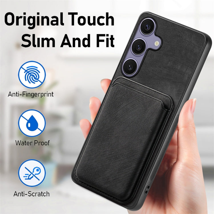 For Samsung Galaxy S25+ 5G Retro Leather Card Bag Magnetic Phone Case(Black) - Galaxy S25+ 5G Cases by buy2fix | Online Shopping UK | buy2fix