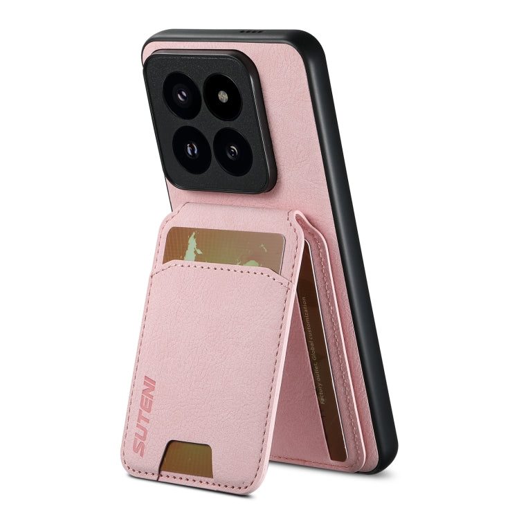 For Xiaomi 13 Suteni H02 Litchi Leather Card Wallet Stand Back Phone Case(Pink) - 13 Cases by Suteni | Online Shopping UK | buy2fix