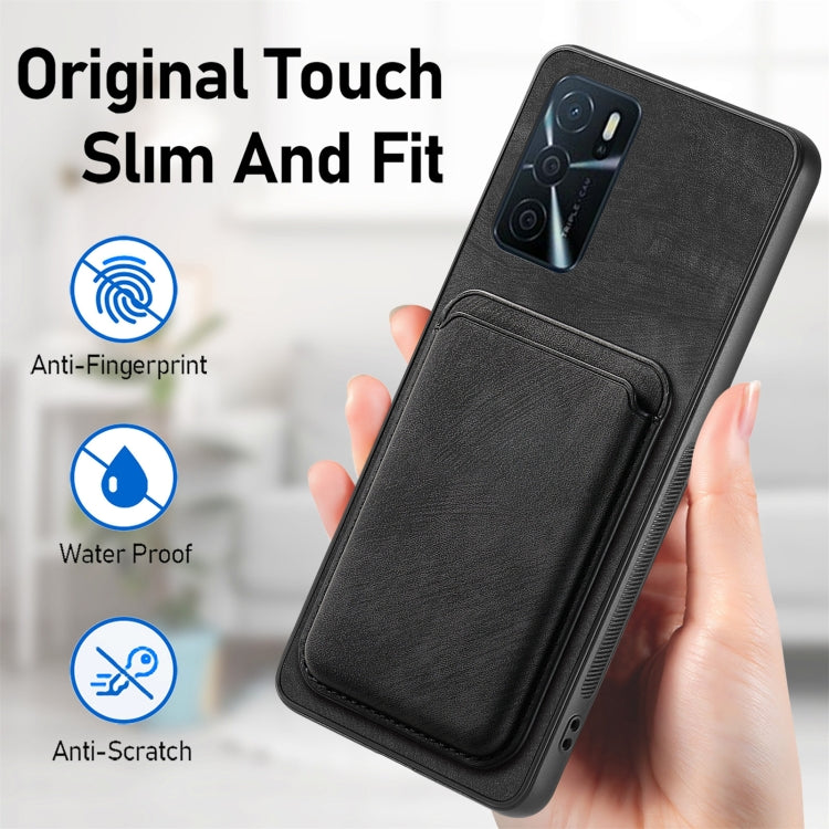 For OPPO Reno8 T 5G Retro Leather Card Bag Magnetic Phone Case(Black) - OPPO Cases by buy2fix | Online Shopping UK | buy2fix