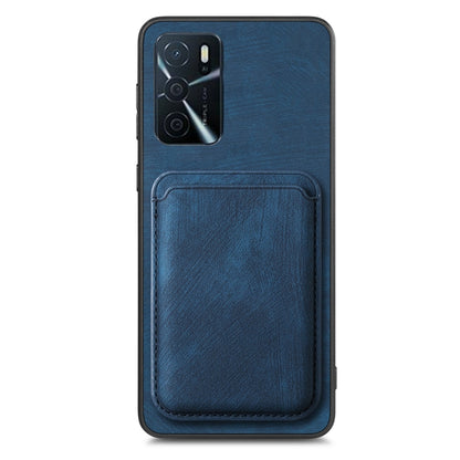 For OPPO Reno8 Z Retro Leather Card Bag Magnetic Phone Case(Blue) - OPPO Cases by buy2fix | Online Shopping UK | buy2fix