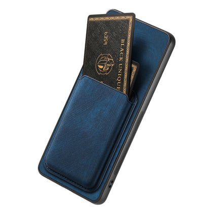 For OPPO Reno8 Z Retro Leather Card Bag Magnetic Phone Case(Blue) - OPPO Cases by buy2fix | Online Shopping UK | buy2fix