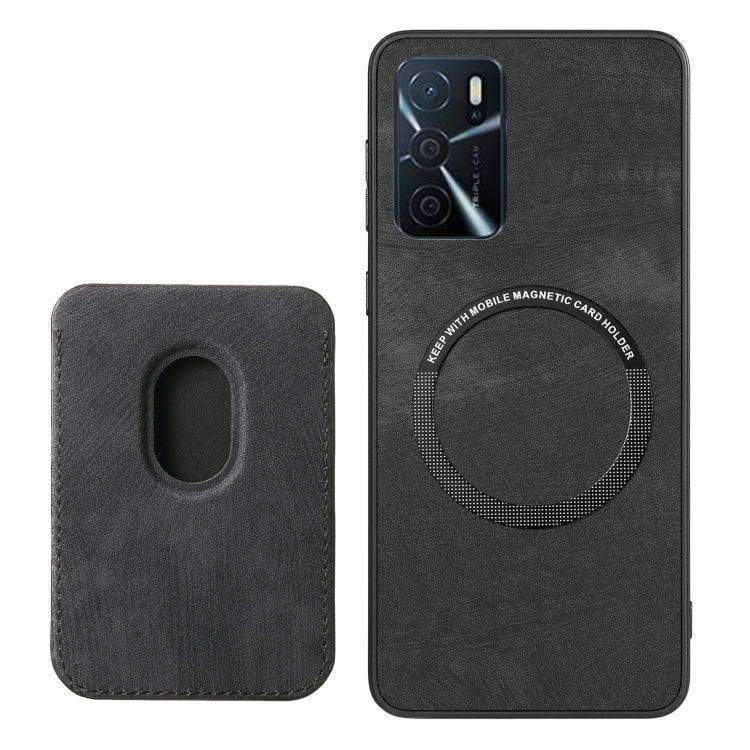 For OPPO Reno8 5G Retro Leather Card Bag Magnetic Phone Case(Black) - OPPO Cases by buy2fix | Online Shopping UK | buy2fix