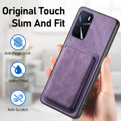 For OPPO A16K Retro Leather Card Bag Magnetic Phone Case(Purple) - OPPO Cases by buy2fix | Online Shopping UK | buy2fix