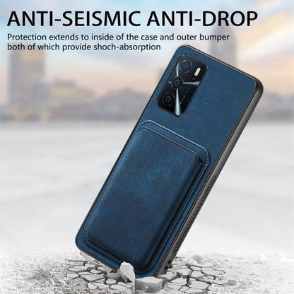 For OPPO Reno6 5G Retro Leather Card Bag Magnetic Phone Case(Blue) - OPPO Cases by buy2fix | Online Shopping UK | buy2fix