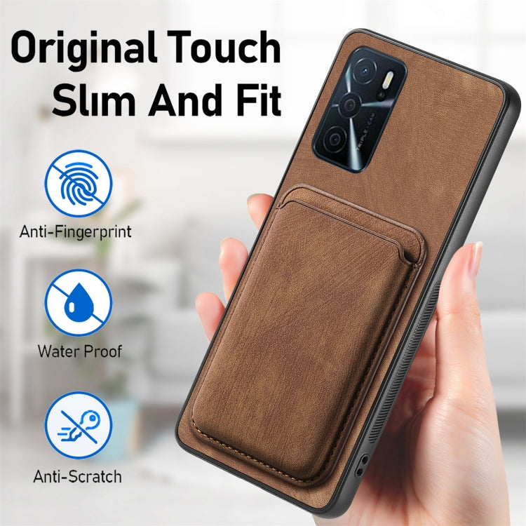 For OPPO F19 Retro Leather Card Bag Magnetic Phone Case(Brown) - OPPO Cases by buy2fix | Online Shopping UK | buy2fix