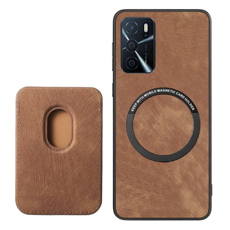 For OPPO A15 Retro Leather Card Bag Magnetic Phone Case(Brown) - OPPO Cases by buy2fix | Online Shopping UK | buy2fix