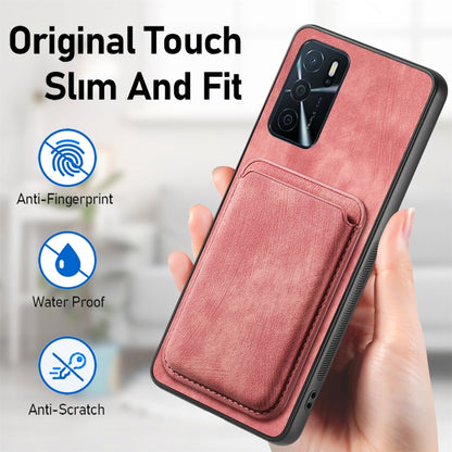 For OPPO A15 Retro Leather Card Bag Magnetic Phone Case(Pink) - OPPO Cases by buy2fix | Online Shopping UK | buy2fix