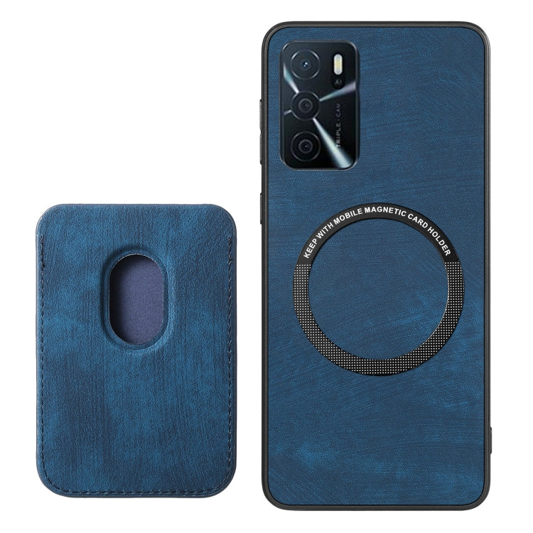 For OPPO A72 5G Retro Leather Card Bag Magnetic Phone Case(Blue) - OPPO Cases by buy2fix | Online Shopping UK | buy2fix