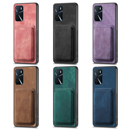 For OPPO Reno7 4G Retro Leather Card Bag Magnetic Phone Case(Green) - OPPO Cases by buy2fix | Online Shopping UK | buy2fix
