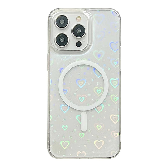 For iPhone 14 Pro Max Laser Love MagSafe TPU Phone Case(Transparent) - iPhone 14 Pro Max Cases by buy2fix | Online Shopping UK | buy2fix