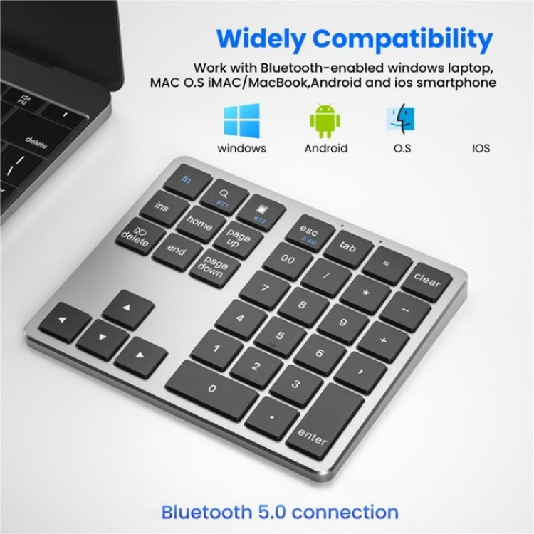 K-35 Computer Laptop Keyboard 35-Keys Tablet Accessories Bluetooth Keypad(Silver) - Wireless Keyboard by buy2fix | Online Shopping UK | buy2fix