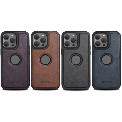 For iPhone 14 Suteni G1 Magsafe Leather Back Phone Case(Brown) - iPhone 14 Cases by Suteni | Online Shopping UK | buy2fix