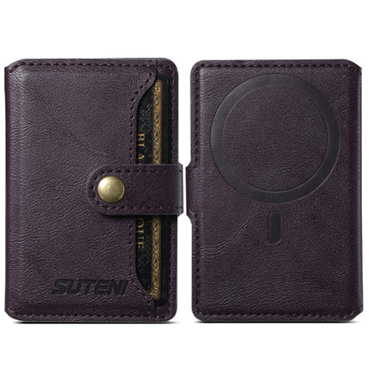 Suteni S2 Phone Magnetic Card Case Card Sleeve MagSafe Magnetic Coil PU Leather(Purple) - Others Accessories by Suteni | Online Shopping UK | buy2fix