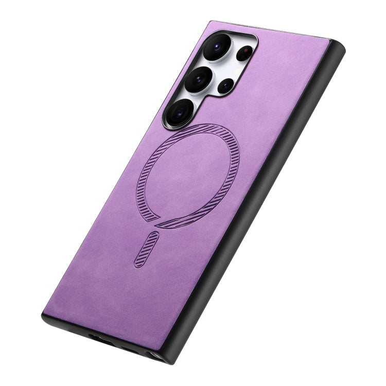 For Samsung Galaxy S24+ 5G Solid Color Retro Magsafe PU Back Cover Phone Case(Purple) - Galaxy S24+ 5G Cases by buy2fix | Online Shopping UK | buy2fix