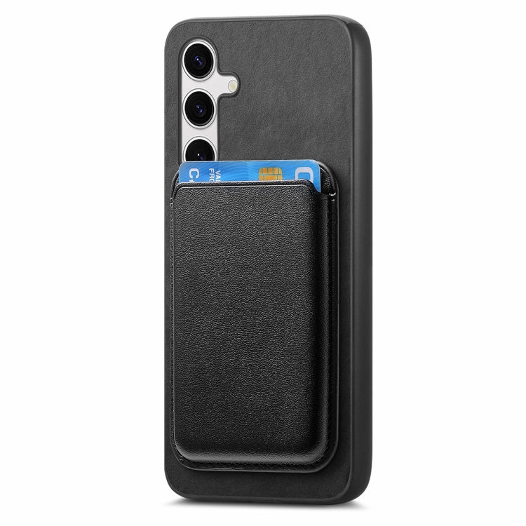 For Samsung Galaxy S25+ 5G Retro Magsafe Card Bag PU Back Cover Phone Case(Black) - Galaxy S25+ 5G Cases by buy2fix | Online Shopping UK | buy2fix