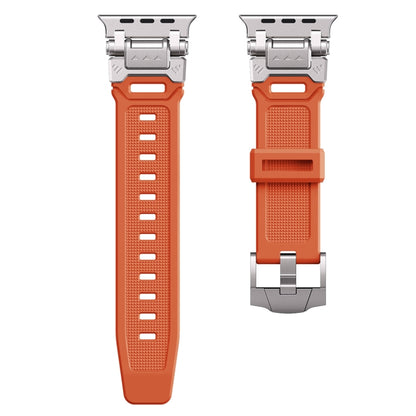 For Apple Watch SE 2023 44mm Silicone Armor Mecha Head Watch Band(Orange) - Watch Bands by buy2fix | Online Shopping UK | buy2fix