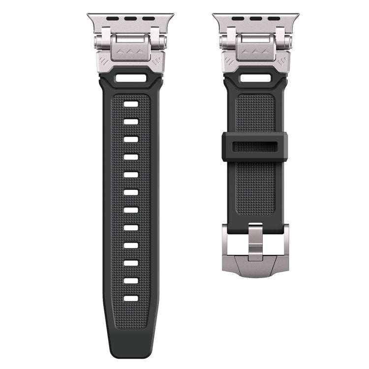 For Apple Watch Series 7 45mm Silicone Armor Mecha Head Watch Band(Black) - Watch Bands by buy2fix | Online Shopping UK | buy2fix