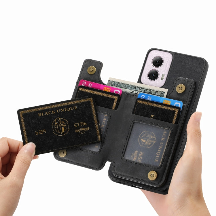 For Motorola G Power 5G 2024 Retro Leather Zipper Wallet Back Phone Case(Black) - Motorola Cases by buy2fix | Online Shopping UK | buy2fix