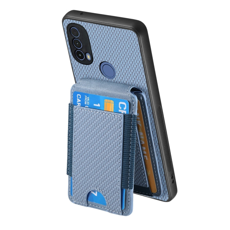 For Motorola Moto G Play 2024 4G Carbon Fiber Vertical Flip Wallet Stand Phone Case(Blue) - Motorola Cases by buy2fix | Online Shopping UK | buy2fix