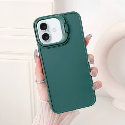 For iPhone 16 Plus Lens Frame Holder Shockproof Phone Case(Green) - iPhone 16 Plus Cases by buy2fix | Online Shopping UK | buy2fix