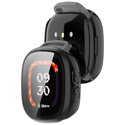 For Fitbit Ace LTE  PC + Tempered Glass Film Integrated Watch Protective Case(Black) - Watch Cases by buy2fix | Online Shopping UK | buy2fix