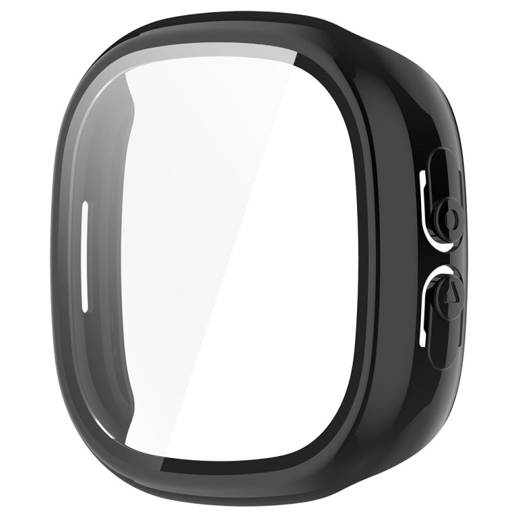 For Fitbit Ace LTE  PC + Tempered Glass Film Integrated Watch Protective Case(Black) - Watch Cases by buy2fix | Online Shopping UK | buy2fix