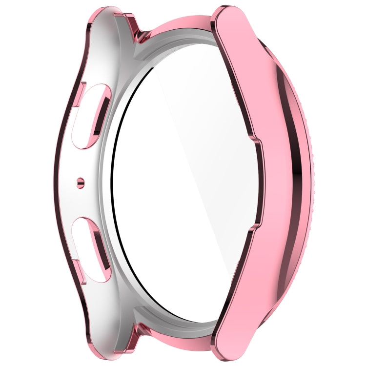 For Samsung Galaxy Watch 7 40mm Single Row Diamond PC + Tempered Film Integrated Watch Protective Case(Pink) - Watch Cases by buy2fix | Online Shopping UK | buy2fix