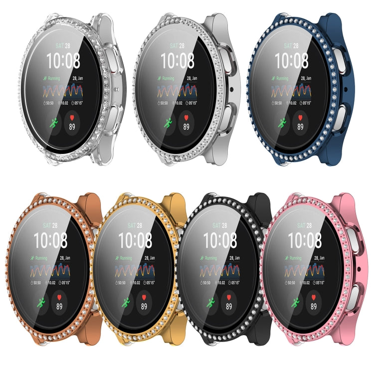 For Samsung Galaxy Watch 7 40mm Single Row Diamond PC + Tempered Film Integrated Watch Protective Case(Pink) - Watch Cases by buy2fix | Online Shopping UK | buy2fix