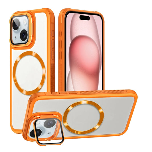 For iPhone 15 Plus CD-grain Magsafe Acrylic Hybrid TPU Phone Case(Orange) - iPhone 15 Plus Cases by buy2fix | Online Shopping UK | buy2fix