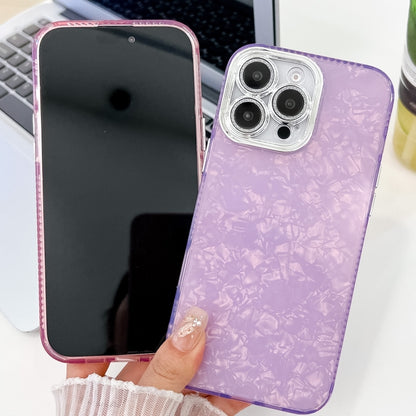 For iPhone 16 Pro Plating Glitter Texture TPU Phone Case with Lens Film(Pink Shell Pattern) - iPhone 16 Pro Cases by buy2fix | Online Shopping UK | buy2fix