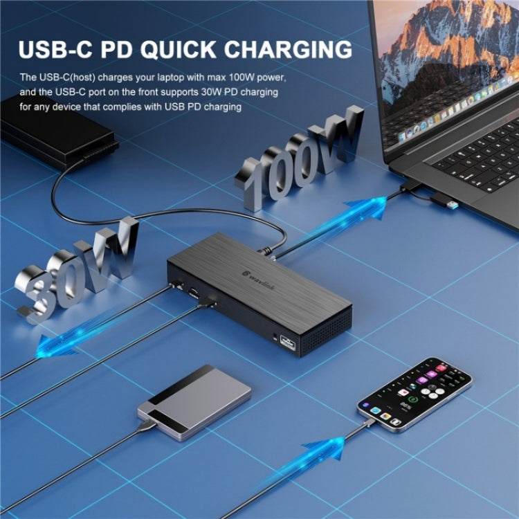 WAVLINK UG69PD8 Pro 18-in-1 DP / HD 5K Quadruple Display USB C Universal Docking Station, Plug:UK Plug - Adapter by WAVLINK | Online Shopping UK | buy2fix