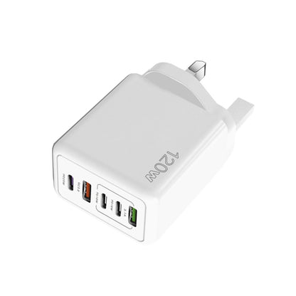 120W 3 PD Type-C Dual USB Multi Port Charger for Mobile Phones, UK Plug(White) - USB Charger by buy2fix | Online Shopping UK | buy2fix