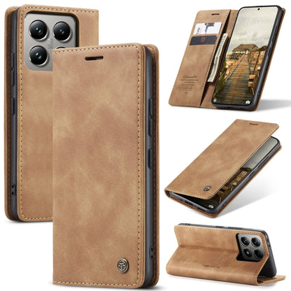 For Xiaomi 14T Pro CaseMe 013 Multifunctional Horizontal Flip Leather Phone Case(Brown) - 14T Pro Cases by CaseMe | Online Shopping UK | buy2fix