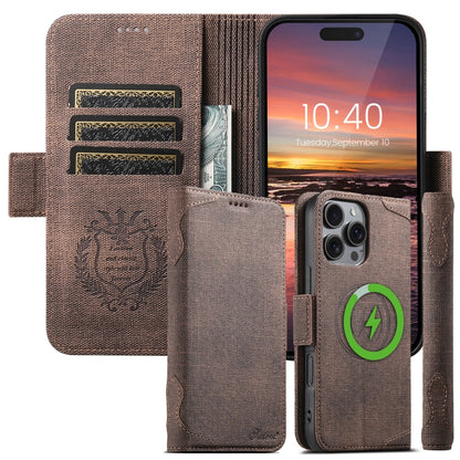 For iPhone 16 Pro Suteni J07 Multi-functional Horizontal MagSafe Denim Leather Phone Case(Black) - iPhone 16 Pro Cases by Suteni | Online Shopping UK | buy2fix