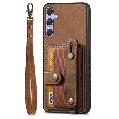 For Samsung Galaxy S25 Ultra 5G Retro Cross Wristband Wallet Leather Back Phone Case(Brown) - Galaxy S25 Ultra 5G Cases by buy2fix | Online Shopping UK | buy2fix