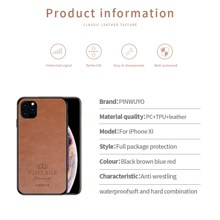PINWUYO Pin Rui Series Classical Leather, PC + TPU + PU Leather Waterproof And Anti-fall All-inclusive Protective Shell for iPhone 11 Pro(Red) - More iPhone Cases by PINWUYO | Online Shopping UK | buy2fix
