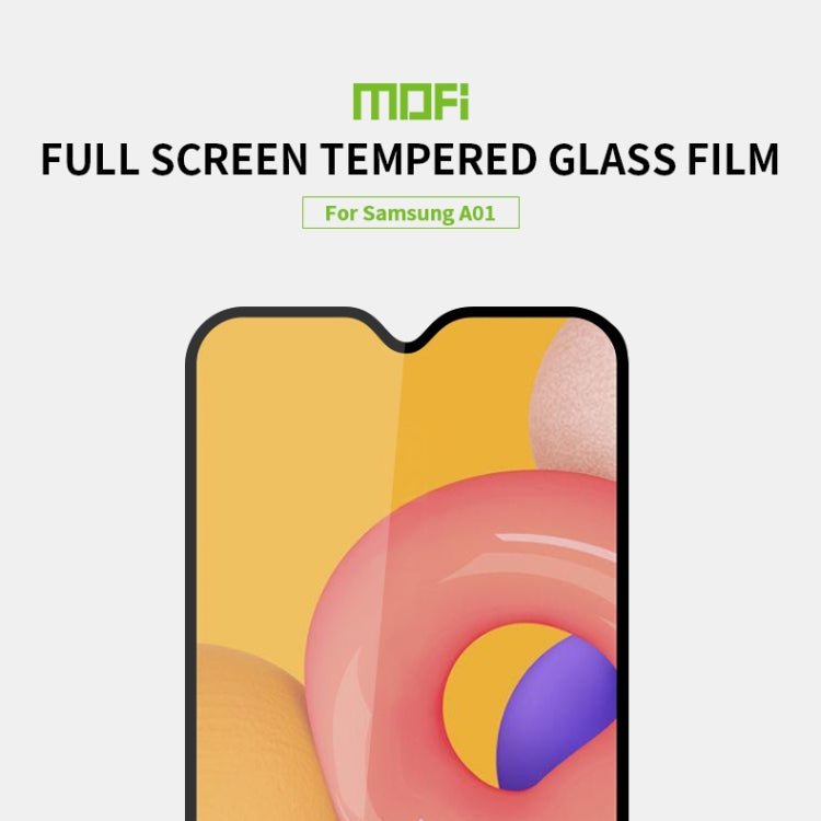 For Galaxy A01 MOFI 9H 2.5D Full Screen Tempered Glass Film(Black) - Galaxy Tempered Glass by MOFI | Online Shopping UK | buy2fix