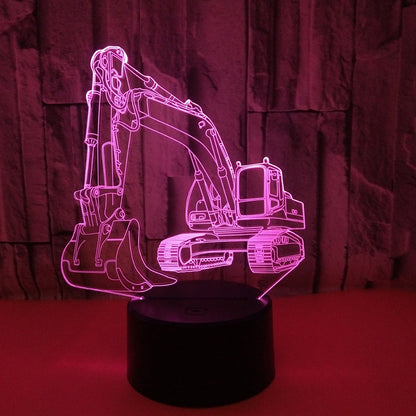 3W Excavator 3D Light Colorful Touch Control Light Creative Small Table Lamp with Black Base, Style:Touch Switch - Novelty Lighting by buy2fix | Online Shopping UK | buy2fix
