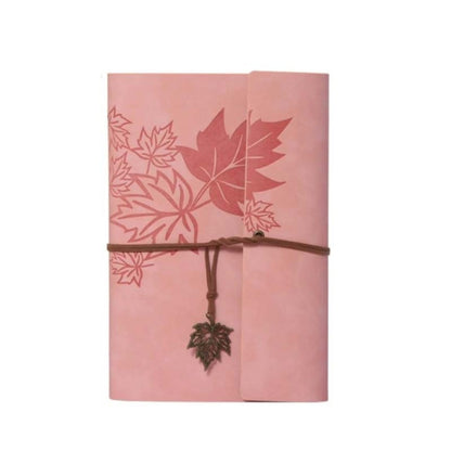 A7 PU Maple Retro Straps Handbook Loose-leaf Notebook(Pink) - Notebooks by buy2fix | Online Shopping UK | buy2fix