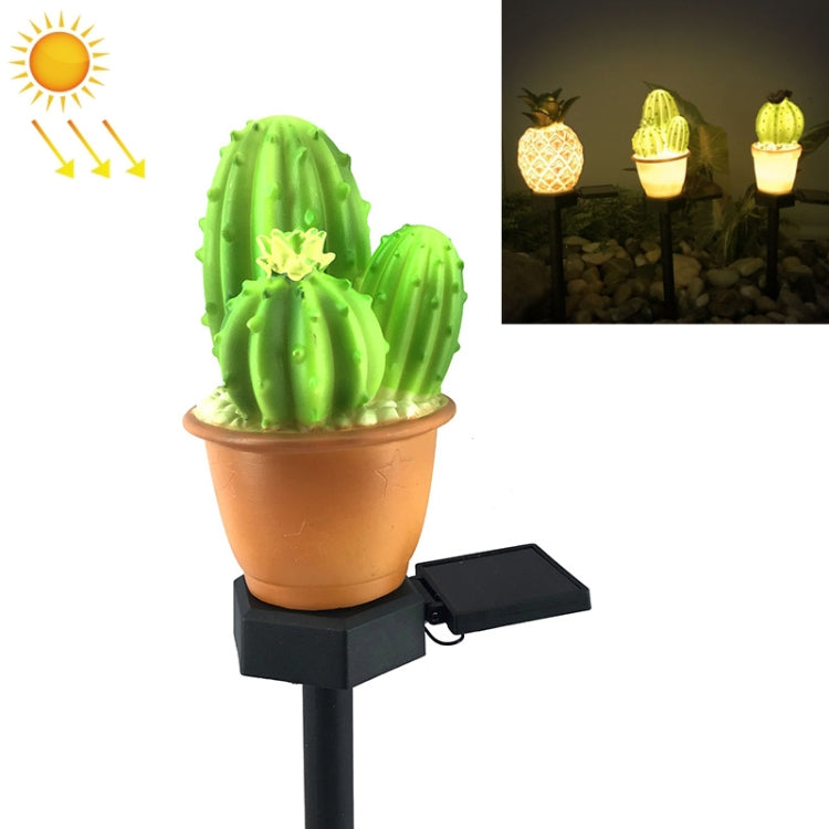 Solar Outdoor Simulation Potted Plants Landscape Lamp LED Courtyard Lawn Light(Three Head Cactus) - Solar Lights by buy2fix | Online Shopping UK | buy2fix