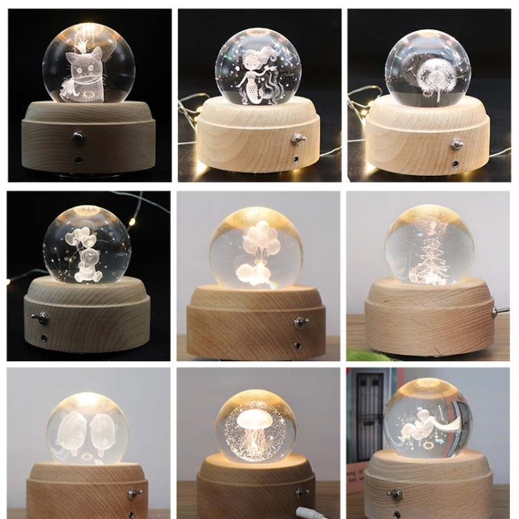 Girl Bedside Lamp Crystal Ball Wooden Base Music Box Charging Glow Rotating Night Light, Random Music(Fallen Little Prince) - Novelty Lighting by buy2fix | Online Shopping UK | buy2fix