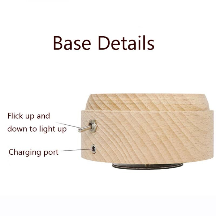 Girl Bedside Lamp Crystal Ball Wooden Base Music Box Charging Glow Rotating Night Light, Random Music(Flying Pig) - Novelty Lighting by buy2fix | Online Shopping UK | buy2fix